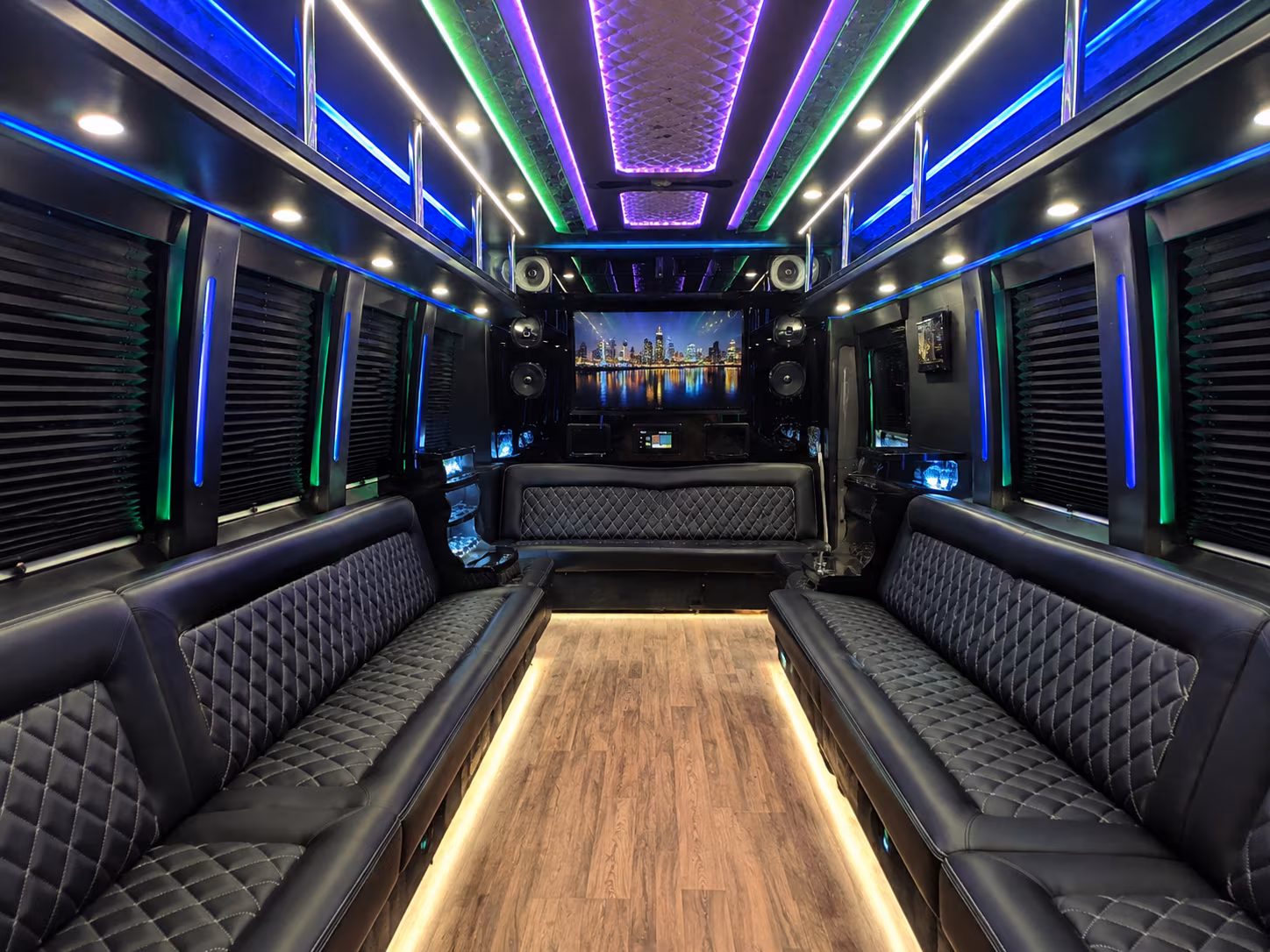 pomona 25 passenger party bus interior